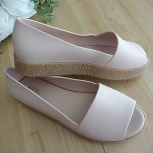 Melissa Pink Puzzle Open Toe Slip on Platform 7